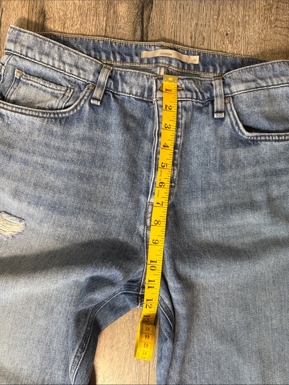Hudson Jeans Medium Blue Wide-Leg Distressed Denim - Picture 6 of 13